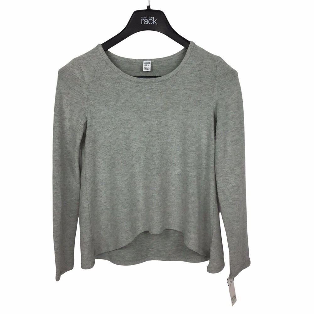 Harper Canyon Girls Gray Brushed Knit High Low Hem Top Long Sleeve Grey Heather